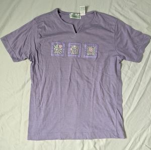 Vintage Women's Purple Floral Tee Shirt